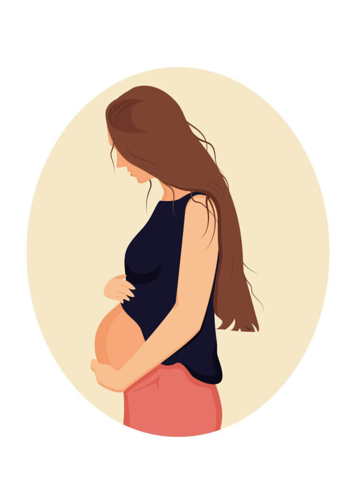 pregnant woman holding belly illustration