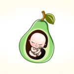 illustration baby inside pear