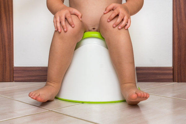 Toddler sitting on a potty